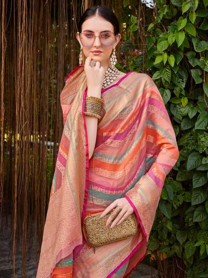 KALINI Women Silk
                        Blend Woven Banarasi Saree With Blouse Piece