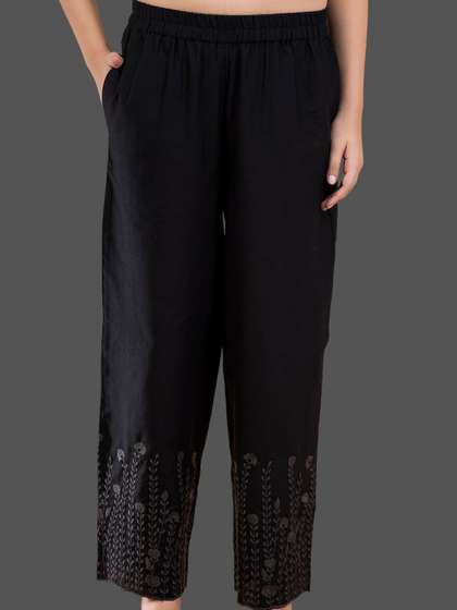 Saffron Threads
                          Women Crest Embroidered Hem Ethnic Palazzos