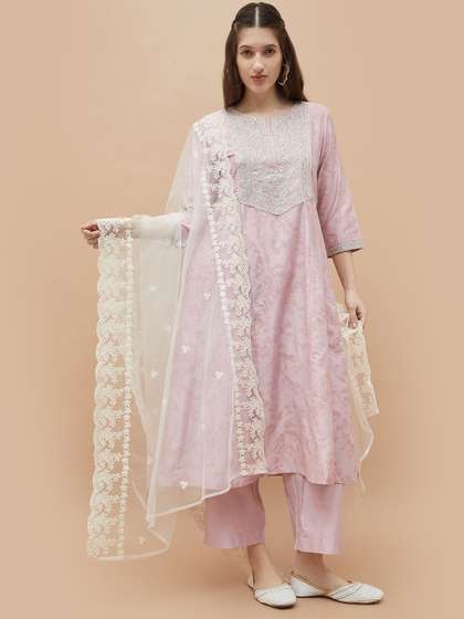 Melange by
                            Lifestyle Embroidered Cotton Dupatta with
                            Thread Work