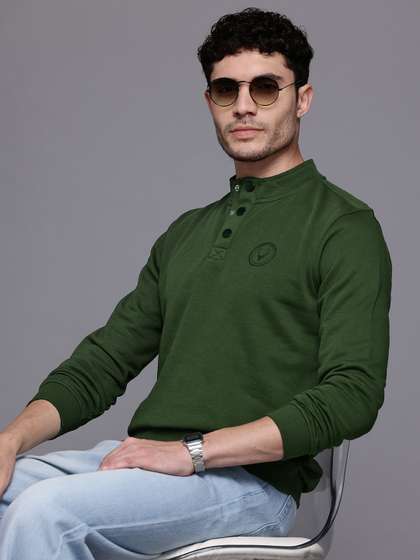 Allen Solly Mock
                        Collar Embroidered Detail Pullover