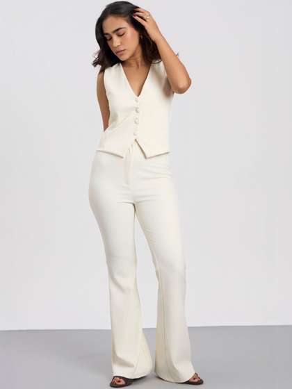 COLOR CAPITAL Women
                        Tailored Flared High-Rise Trousers