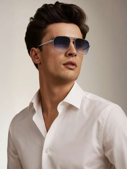 Espee Men Blue Lens
                      & Silver-Toned Square Sunglasses with