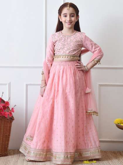 Indi-Loom Couture Girls
                    Embellished Ready to Wear Lehenga & Blouse With
                    Dupatta
