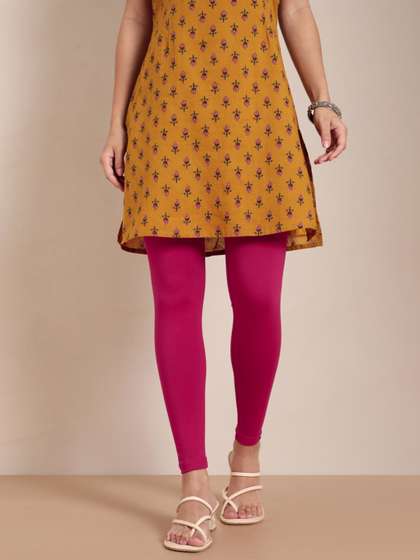 TWIN BIRDS Women
                        Pink Solid Ankle-Length Leggings