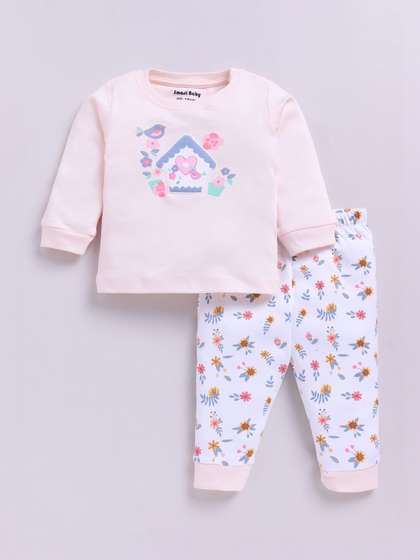 Smart Baby Girls
                        Printed T-shirt with Pyjamas