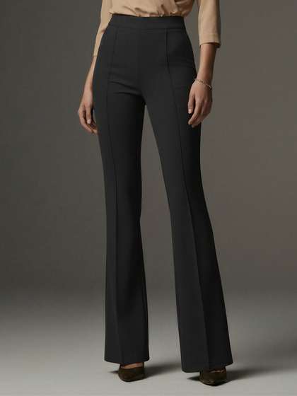 ADDYVERO Women
                          Black High-Rise Easy Wash Wide Leg Trousers