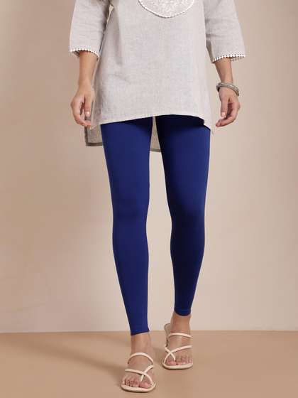 TWIN BIRDS Women
                        Blue Solid Ankle-Length Leggings