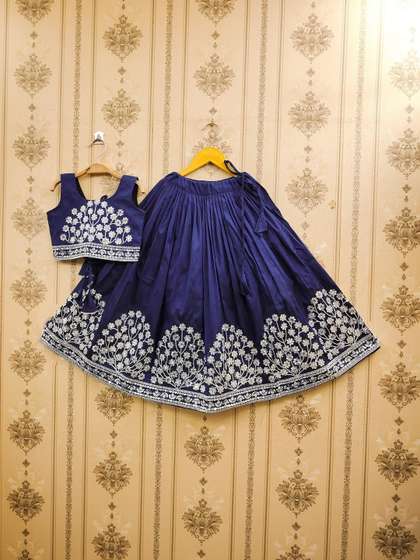 Sangria Girls
                    Embroidered Art Silk Round Neck Flared Lehenga
                    Choli