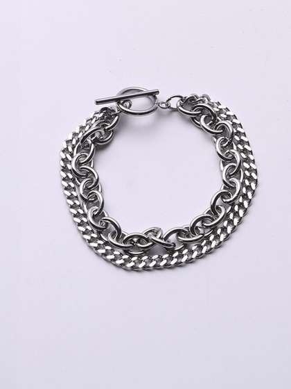 KPOP Men Silver-Plated
                    Wraparound Casual Bracelet