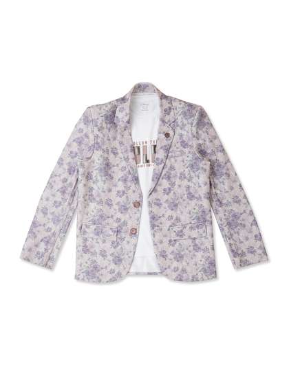 CAVIO Boys Printed Pure
                    Cotton Single Breasted Blazer With T-Shirt
