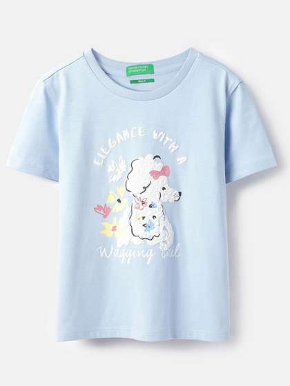 United Colors of
                    Benetton Girls Printed Boxy Fit Pure Cotton Tshirts