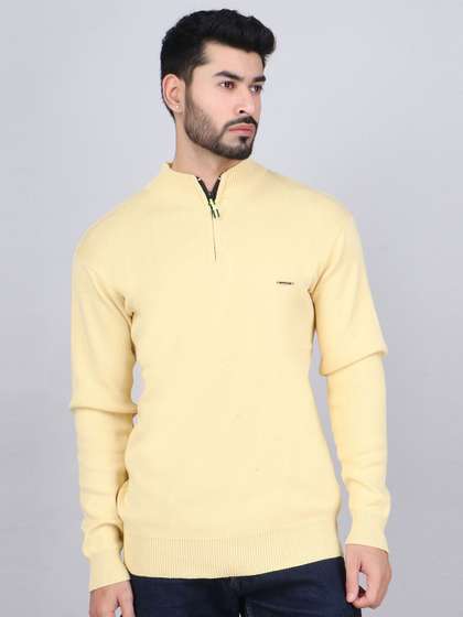 FEVERFEW Men Solid
                        Shirt Collar Straight Pullover Sweater