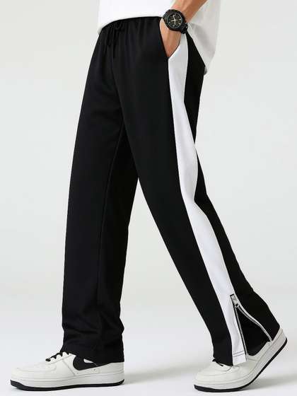 CHROME & CORAL Men
                      Colorblocked Straight Fit Track Pants