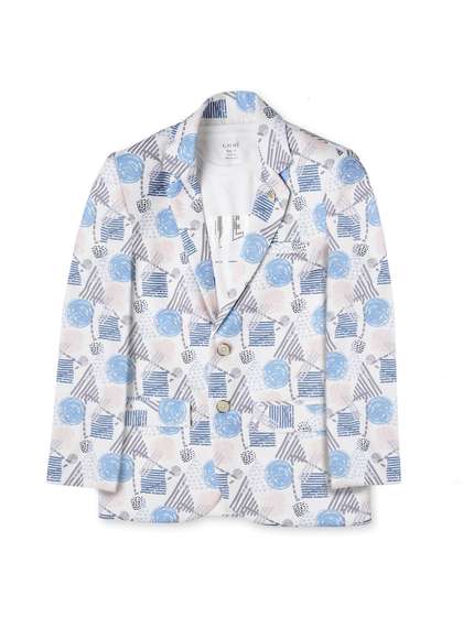 CAVIO Boys Printed
                      Pure Cotton Single Breasted Blazer With T-Shirt