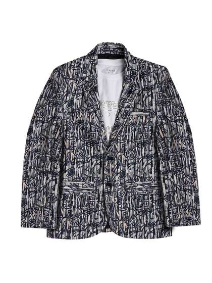 CAVIO Boys Geometric
                    Pure Cotton Cambric Blazer With T-shirt