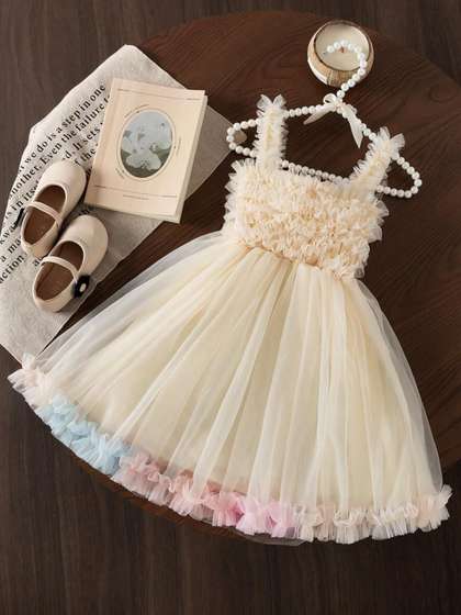 BAESD Print Ruffle Tulle
                    Party Dress for Girls