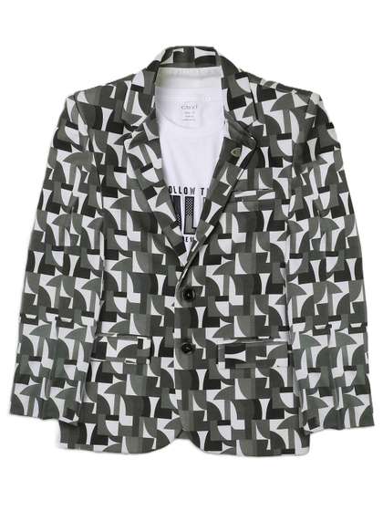 CAVIO Boys Printed
                      Pure Cotton Single Breasted Blazer With T-Shirt
