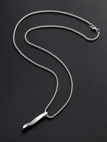 KPOP Men Stainless Steel
                    Silver-Plated Contemporary Pendant With Chain