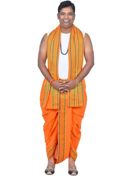 TUNI MANI
                          Readymade Dhoti Pant With Pocket and Towel
                          Set