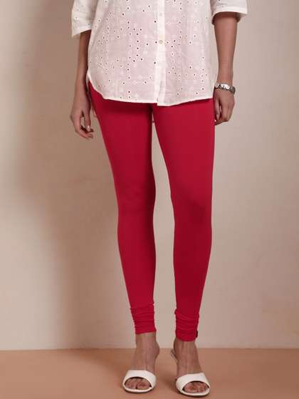 TWIN BIRDS Women Red
                        Solid Churidar-Length Leggings
