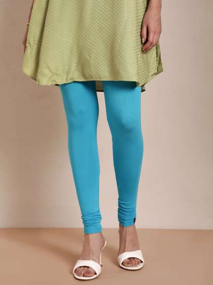TWIN BIRDS Women
                          Blue Solid Churidar-Length Leggings