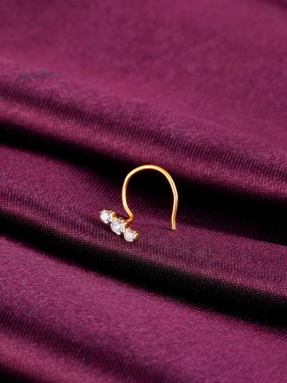 GIVA Women 14K Gold
                        Trio Diamond Nose Pin-0.18 gms
