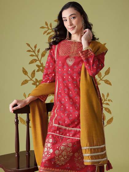 Anouk Ethnic Motifs
                        Printed Gotta Patti Kurta with Palazzos &
                        Dupatta
