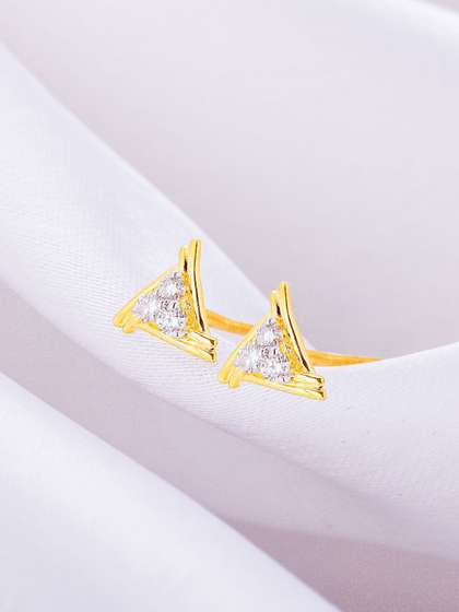 GIVA 14KT Geometric
                        Trio Diamond Earrings-0.71 gms
