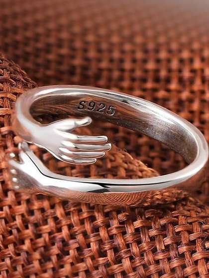 Teeragaj Unisex
                    Stainless Steel Hug Design Finger Ring