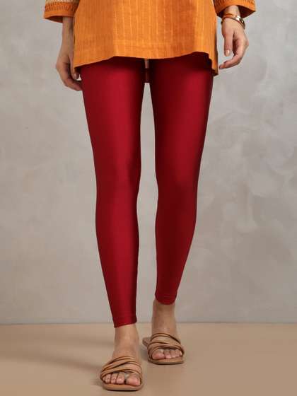 TWIN BIRDS Women
                        Nylon Solid Red Shimmer Legging
