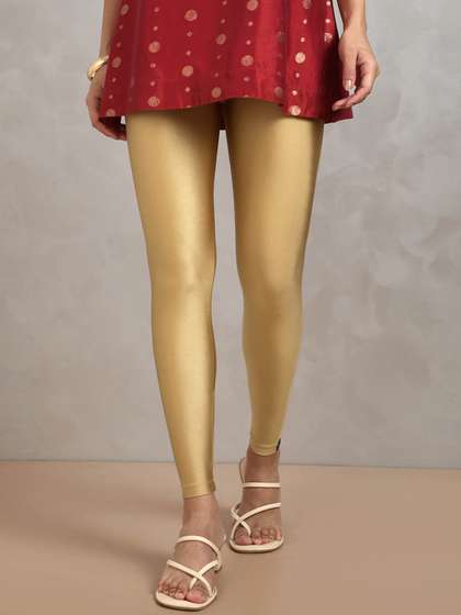 TWIN BIRDS Women
                        Nylon Solid Gold Shimmer Legging