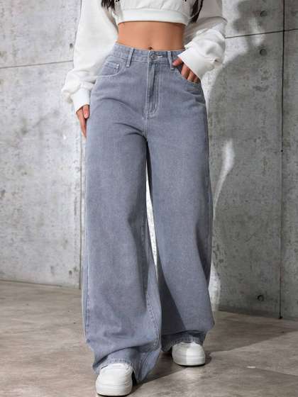 Hayler Women Jean
                        Wide Leg Mid-Rise Stretchable Jeans