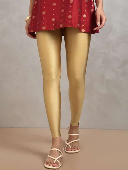 TWIN BIRDS Women
                            Nylon Solid Gold Shimmer Legging