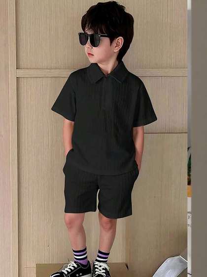 RAMIAAZ Kids Polo Collar
                    T-shirt With Shorts