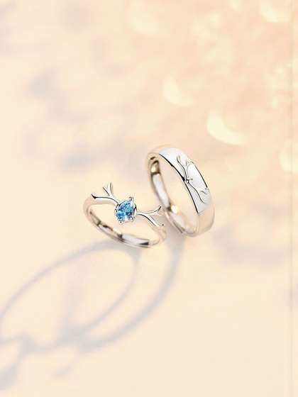 Teeragaj Set Of 2
                    Stone-Studded Couple Adjustable Finger Rings