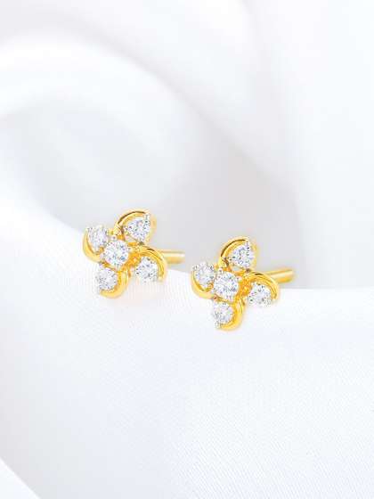 GIVA 14K Yellow Gold
                        Floral Dream Diamond Earrings-0.735 gms