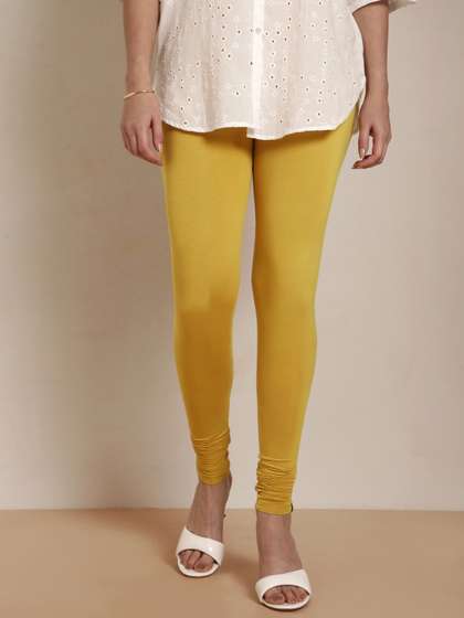 TWIN BIRDS Women
                          Mustard Yellow Solid Churidar-Length Leggings