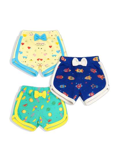 VParents Unisex Pack of
                    3 Graphic Printed Mid-Rise Cotton Regular Shorts