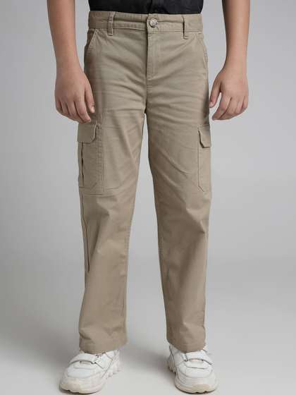 UNDER FOURTEEN ONLY Boys
                    Relaxed Textured Mid-Rise Cotton Cargos