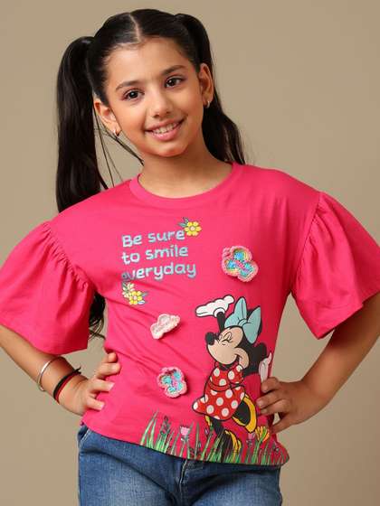Kids Ville Girls Mickey
                    & Friends Printed Printed Pure Cotton Relaxed
                    Fit T-shirt