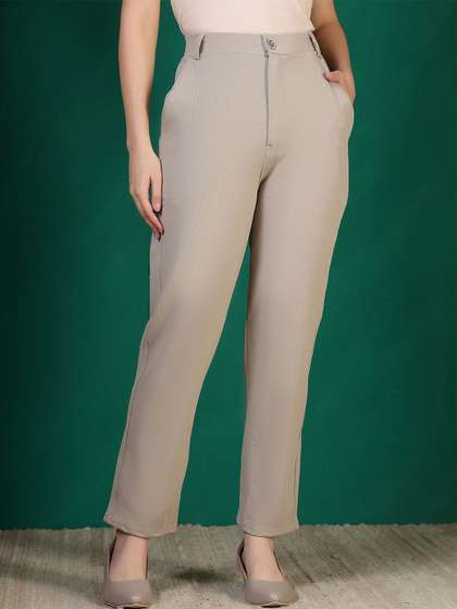 All About You
                          Formals Women Slim Fit High-Rise Wrinkle Free
                          Trousers