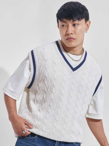 HIGHLANDER V-Neck
                        Acrylic Cable Knit Sweater Vest