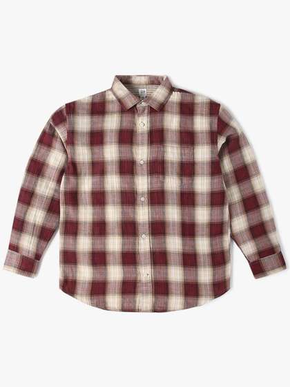 GAP Boys Classic Fit
                      Buffalo Checked Spread Collar Cotton Casual Shirt