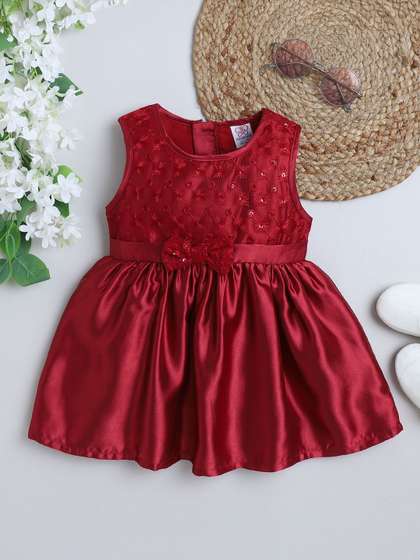 mama & bebe Girls
                    Embellished Satin Fit & Flare Dress With Bow