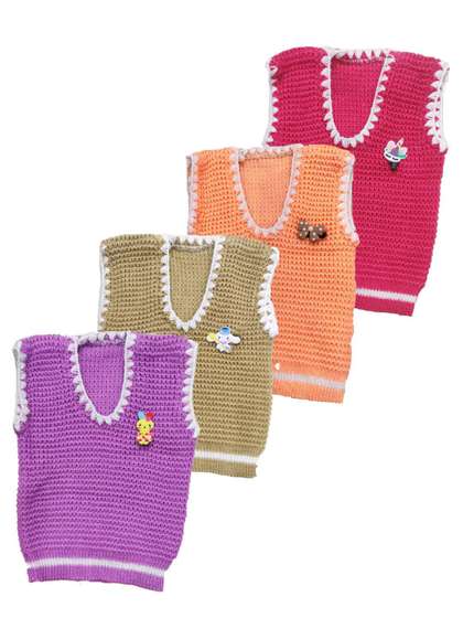 MANZON Unisex Kids
                      Woollen Sweater Vest with Applique Detail
