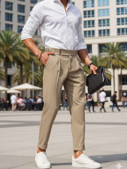 COVZ Men Pemium Easy
                        Wash Pleated Gurkha Trousers