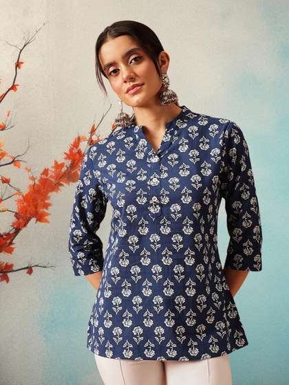 FEMBLISS Floral
                        Printed Pure Cotton Kurti