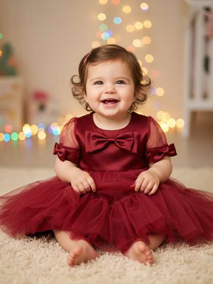YK Infants Puff Sleeve
                    Fit & Flare Dress