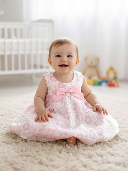 YK Infant Girls Floral
                    Print Empire Mini Dress