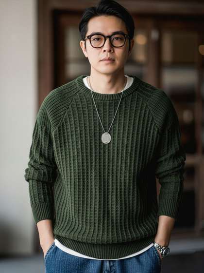 fashlook Men Ribbed
                      Round Neck Pullover